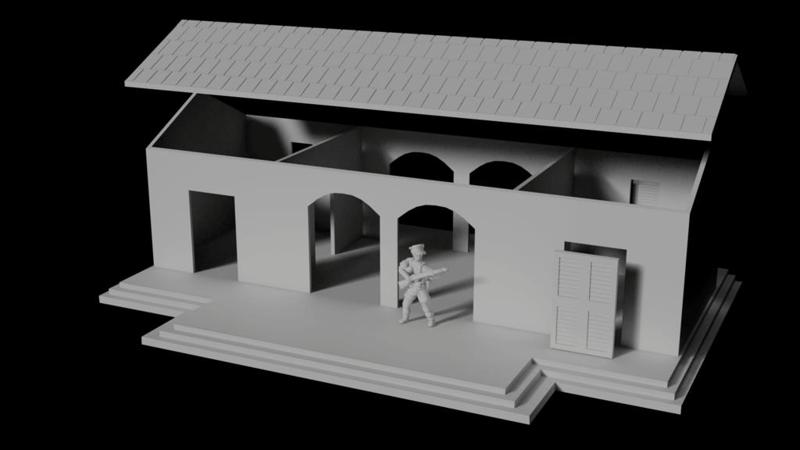 28mm scale train station