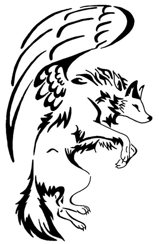 Winged Wolf stencil