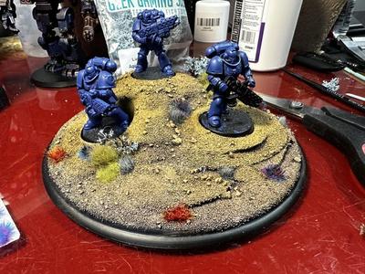 32mm scenic base diorama war games miniatures warhammer space marines orks 