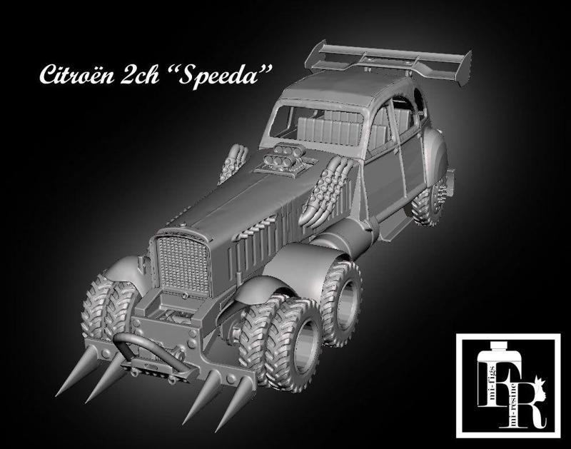 Bitume/Gaslands Citroën 2cv "speeda" post-apocalyptic