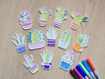 Plants Cactus Flower Pot Coloring Color Set Gift