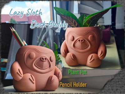 Lazy Sloth Desk Buddy - Pencil Holder & Plant Pot