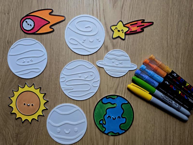 Cute Planet Stars Space DIY Coloring Craft NO AMS