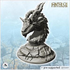 Dragon head with double horns and scaled skin (4) - Medieval Fantasy Magic Feudal Old Archaic Saga 28mm 15mm Chaos Darkness Demon