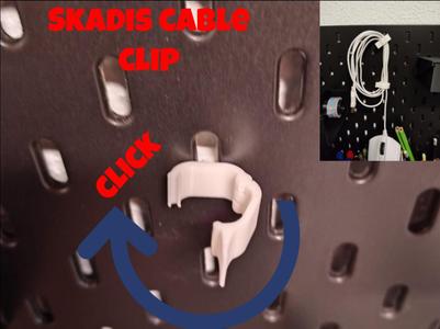Skadis Cable Clip (<2g filament / print in place)