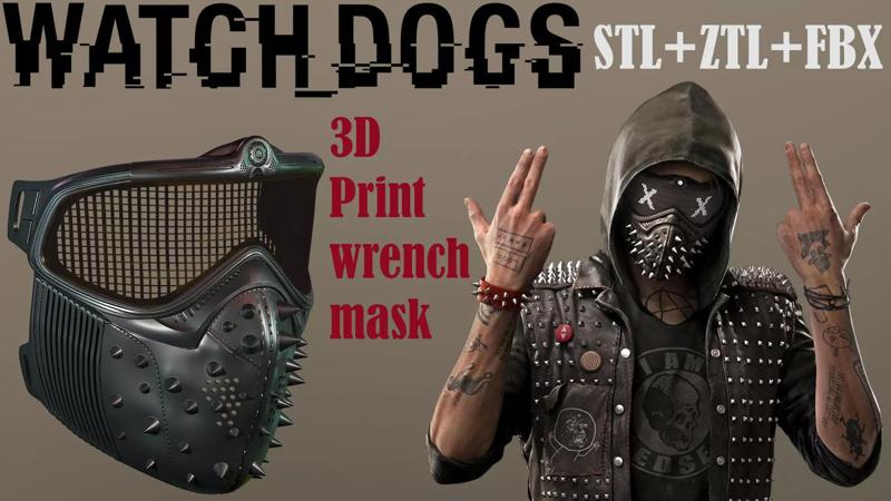 WRENCH FROM WATCHDOGS 3D PRINT MASK STL ZTL FBX cosplay