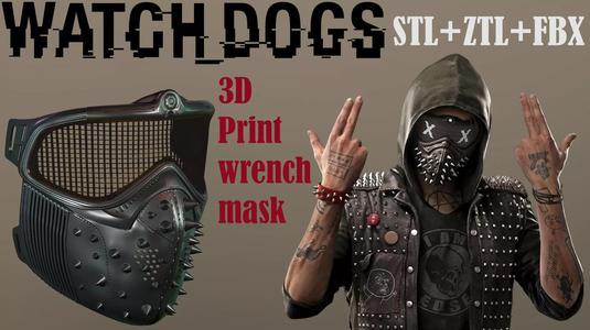 WRENCH FROM WATCHDOGS 3D PRINT MASK STL ZTL FBX cosplay