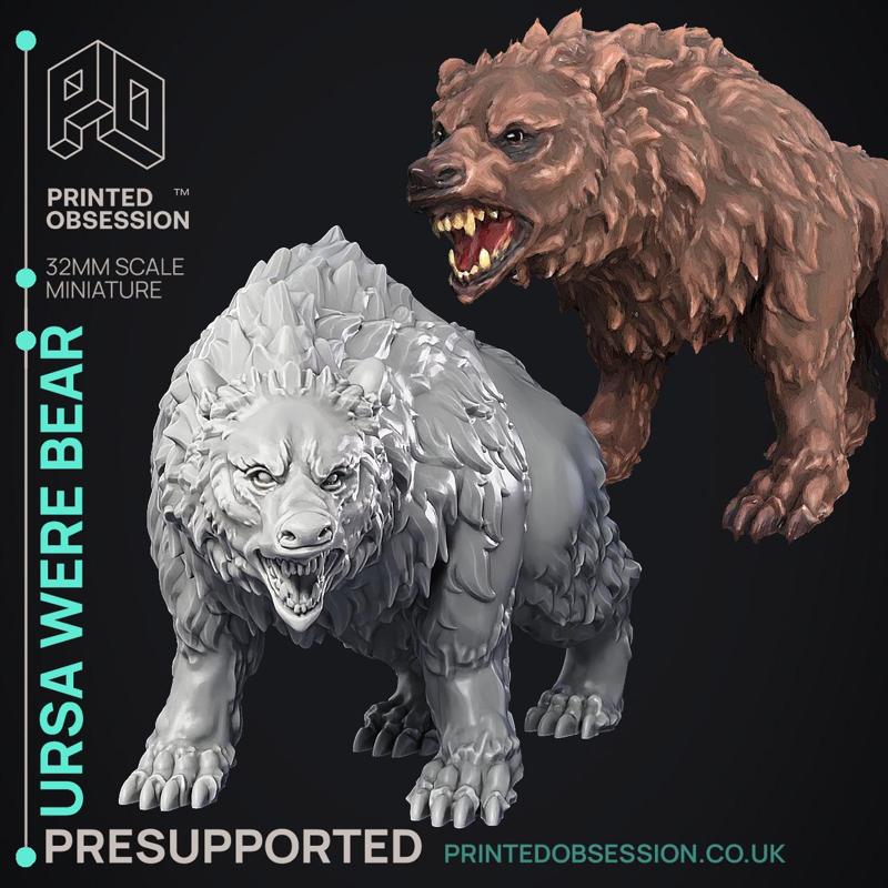 Ursa Bear - Were Folk - PRESUPPORTED - Illustrated and Stats - 32mm scale