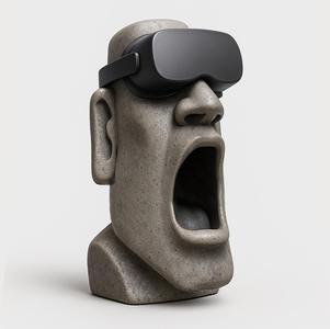 Moai head VR headset Jaw drop