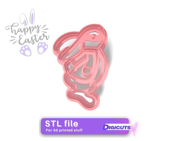 Easter jumping rabbit cookie cutter STL file