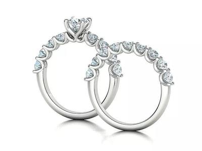 Bridal Set Engagement and Match band ring U shaped prongs  3D Model Collection