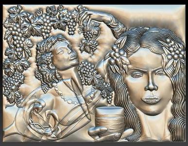 Dionysus god wine and girl with grapes for CNC 3D Router