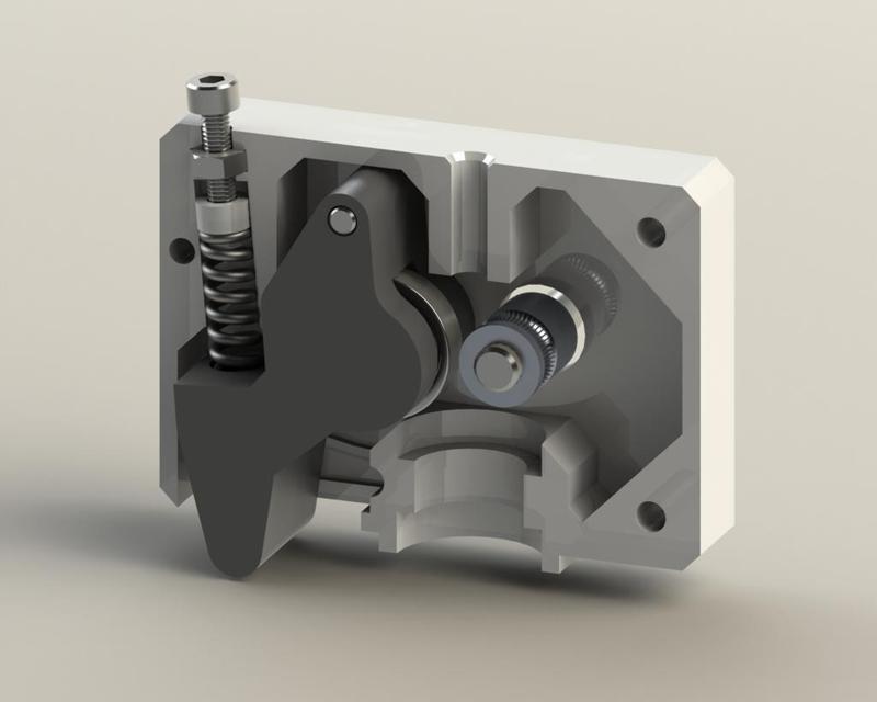 QU-BD OneUp/TwoUp Extruder Body (E3D+Anubis+MK8 Drive Gear)