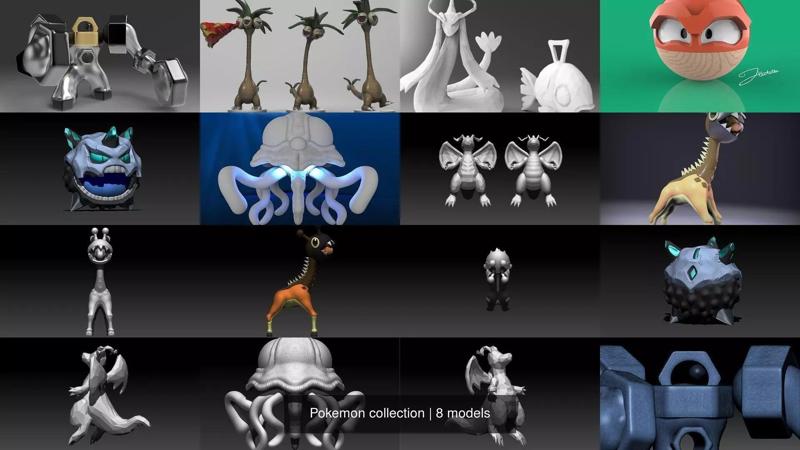 Pokemon monster head 3D Model Collection