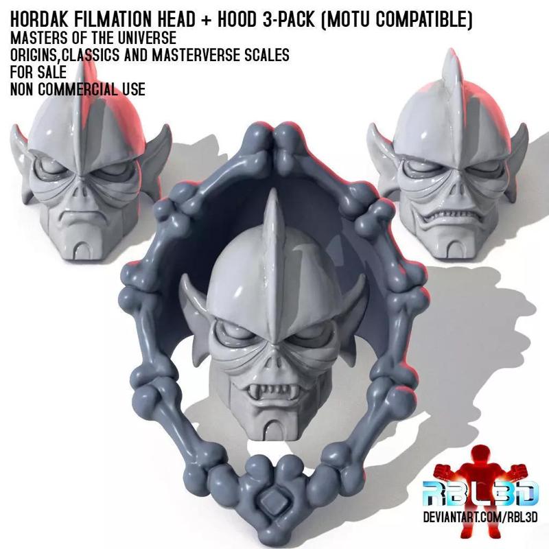 Hordak Cartoon heads and hood Motu compatible