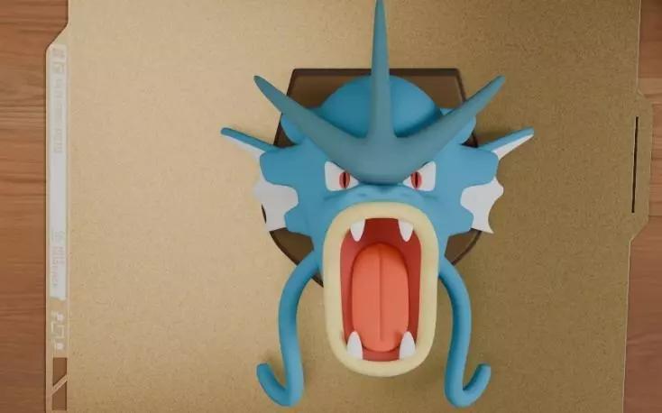 Gyarados Wall Trophy 3D Model for Multicolor Printing