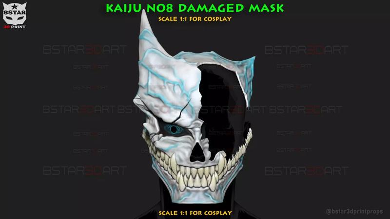 Kaiju No 8 Damaged Mask - Kaiju No 8 Anime Cosplay