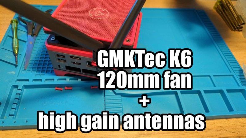 GMKTec K6 120mm fan adapter + external (RP-)SMA antennas