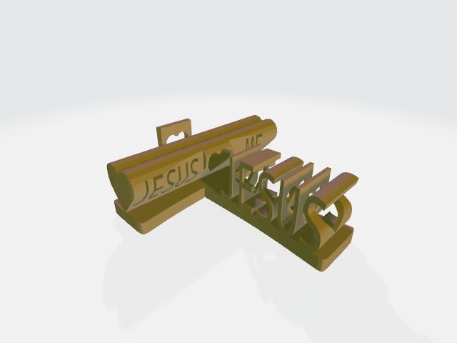3D Word Shape of Christian Cross (I ❤ Jesus, Jesus ❤ Me)