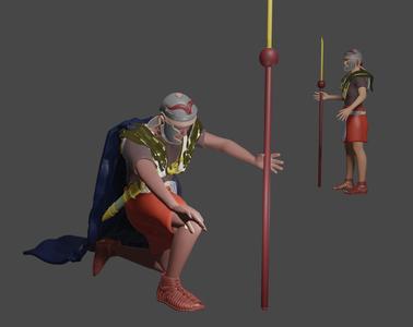 Roman legionary kneeling with spear