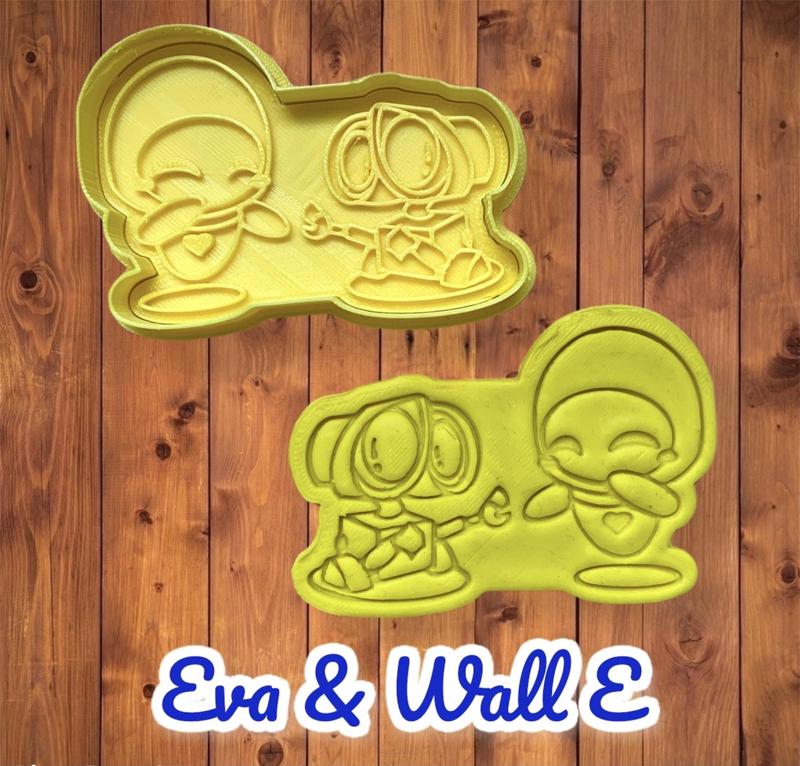 Wall-E & Eva cookie cutter / cortador de galleta de Wall-E & Eva