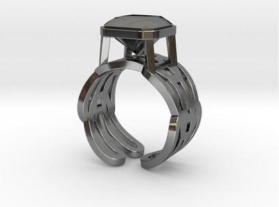 Brunnian Link Curve Ring 17.53mm with Radiant Gem
