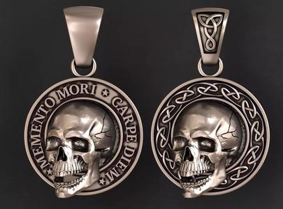 Skull circle pendants memento mori pendant and celtic pendant 3D Model Collection