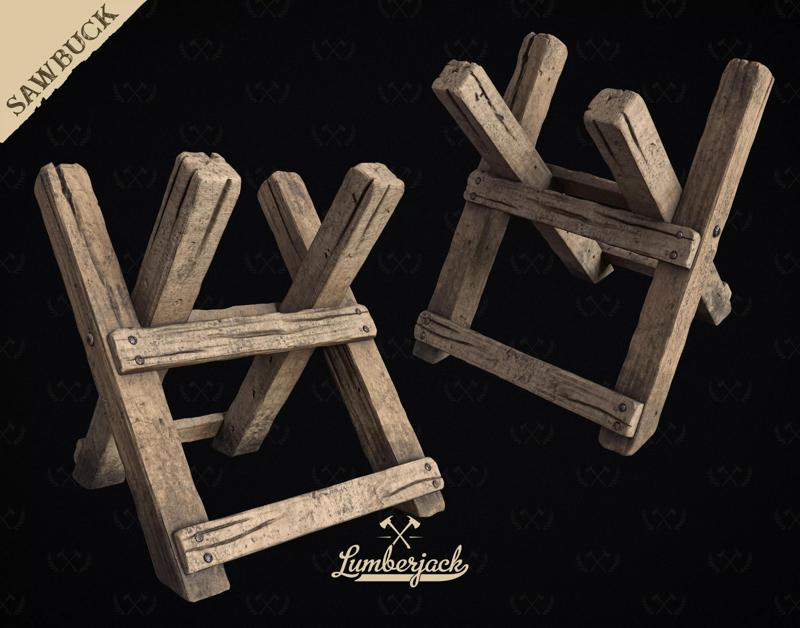 Sawbuck Wood Cutting Table - Diorama and Miniature - Lumberjack