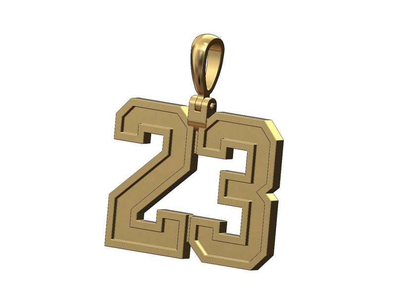 23 twenty three number pendant with bail 3D print model