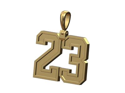 23 twenty three number pendant with bail 3D print model