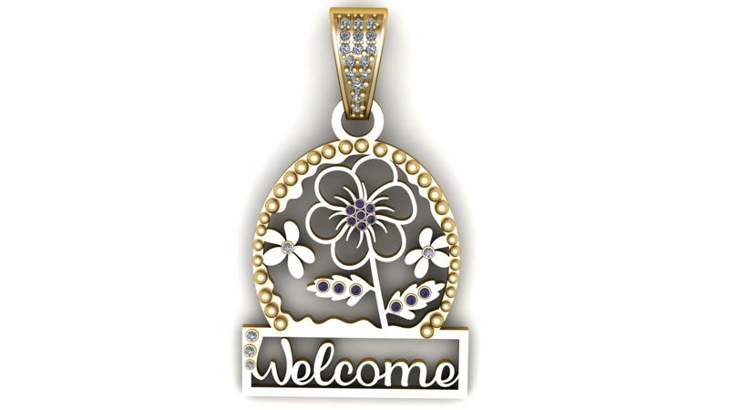 FLOWER DESIGN WELCOME PENDANT 3D PRINTABLE MODEL