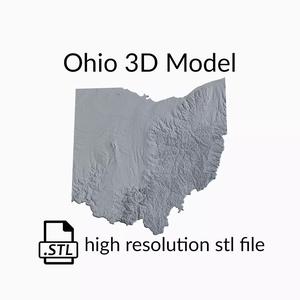 USA State of Ohio Topographic Map - 3D Terrain Topography