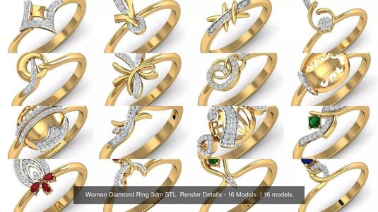 Women Diamond Ring 3dm STL  Render Details - 16 Modals  3D Model Collection
