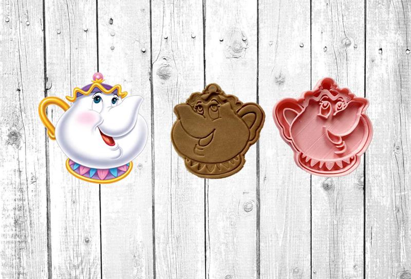 BEAUTY AND THE BEAST - MRS POTTS TEAPOT COOKIE CUTTER STAMP
