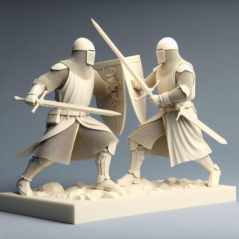 311 Knight Duel - Minimalist Ivory Battle Scene