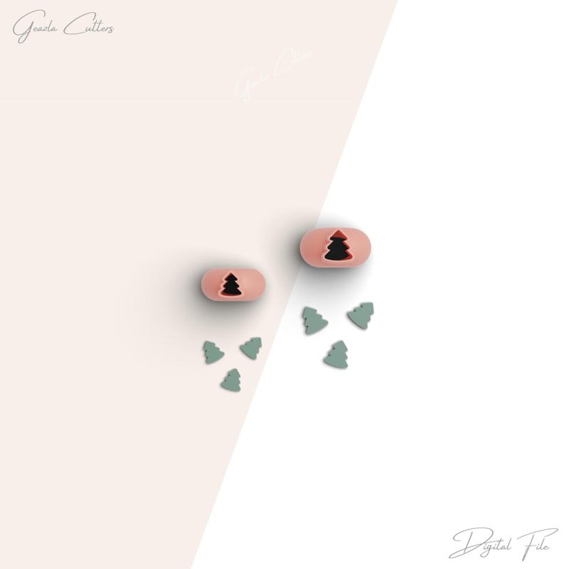 Christmas Tree Micro Clay Cutter, Tree Christmas Polymer Clay Cutter, Tiny Clay Cutter, 2 Sizes Included, Digital STL File, No: 105