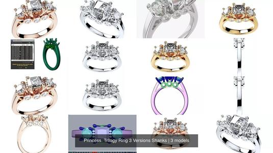 Princess  Trilogy Ring 3 Versions Shanks 3D Model Collection