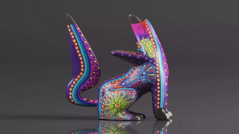 ALKIMIA INC Mexican Alebrije Howling Coyote Wood