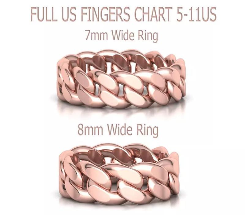 Cuban Rings Collection FULL US sizes 7mm and 8mm wide versions