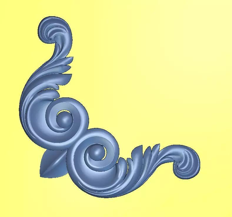Carved decor corner 3D model 01