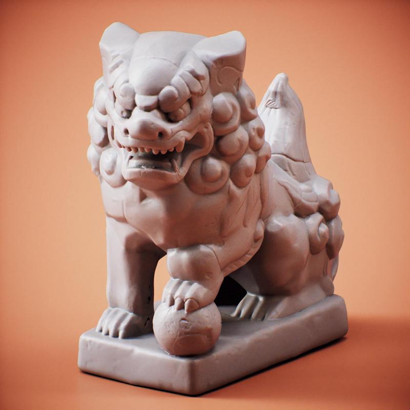 Oriental Lion Statue - Dog Fu - Oriental Lion Statue - Fu Dog - Book End - Bookcase - Bookcase library