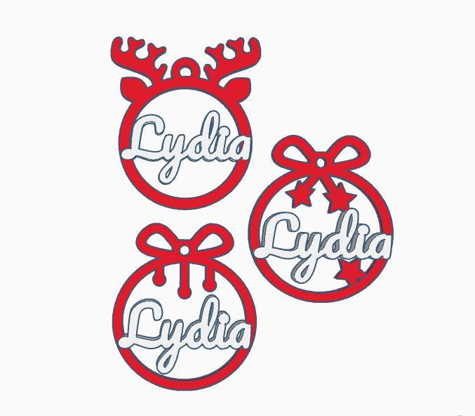 3 x Lydia, Personalized Christmas tree ball