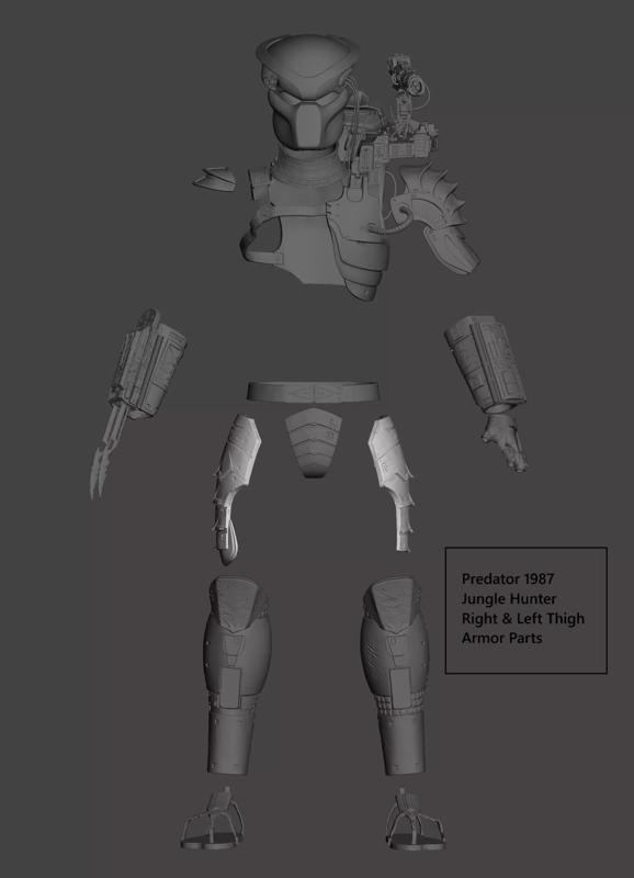 Predator 1987 Jungle Hunter Right - Left Thigh Armor Parts