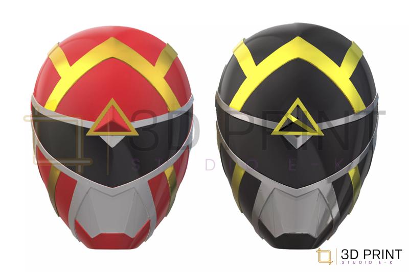 Power Rangers Omega Boom RED and BLACK Ranger helmets