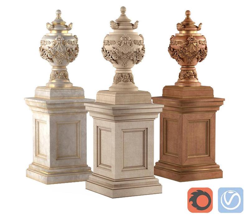 Classic vase for decoration of the facade and interior 3D model