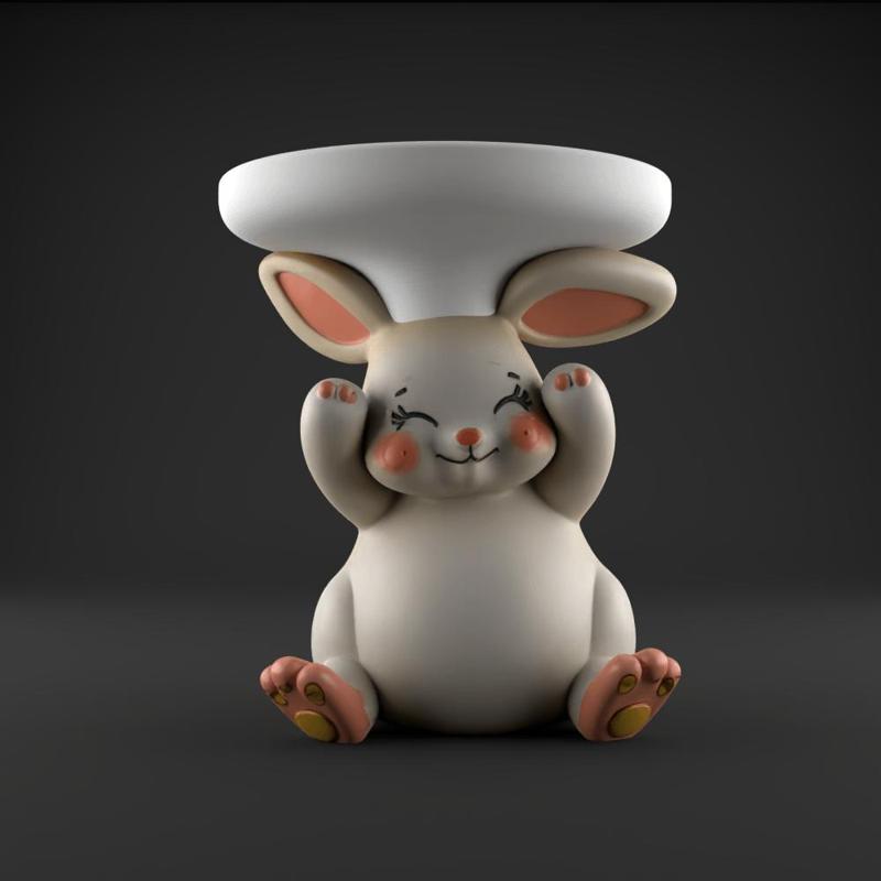 Cute Bunny Planter – 3D STL Model for Candy Candle Holder