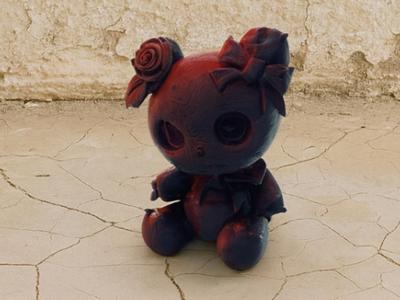 Creepy Teddy Bear with Roses and Bows Voodoo