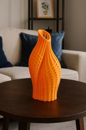 Solaris Vase – Bright Orange Geometric Design