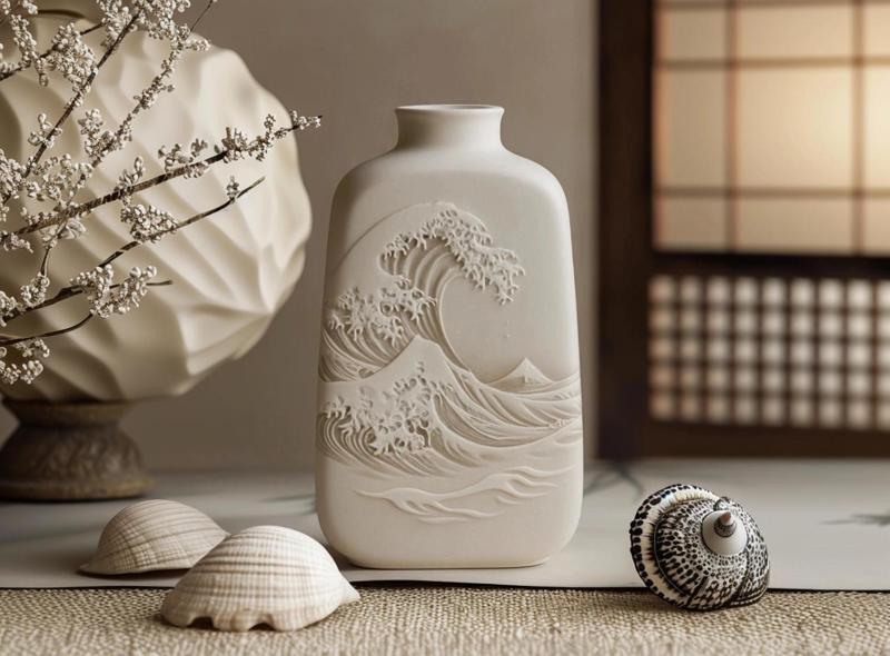 Wave Relief Vase – Elegant Coastal Decor