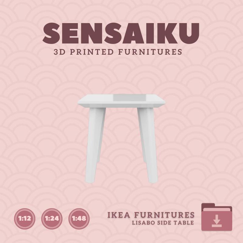 Miniature Replica LISABO Side Table for Miniature Dollhouse - IKEA (1:12,24,48) - 3D Print Instant Download